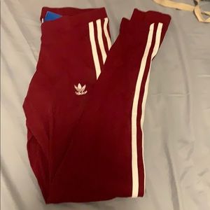 Burgundy Adidas leggings